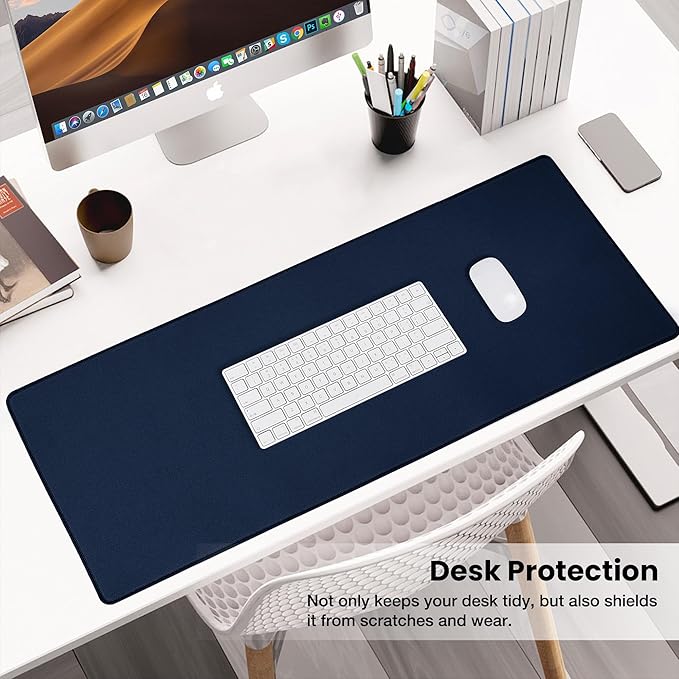 ALOANES Waterproof Mouse Pad with Durable Stitched Edge, Gaming Keyboard, Non-Slip Rubber Base Mouse Mat, Extended Desk pad for Gamer, Office& Home, Dark Blue Mousepad 3XL(35.43"x15.74"x0.12")