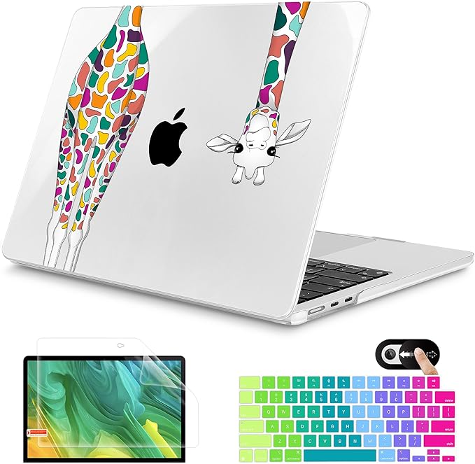 Mektron for 2026 MacBook Air 13-inch M5 Laptop Case A3449 with 13.6-inch Liquid Retina Display Fits 2025 A3240 M4 2024 A3113 M3 2023 A2681 M2 Printed Shell for MacBook Air 13.6", Giraffe
