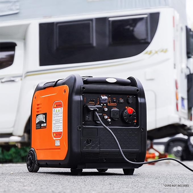 GENMAX Portable Generator，5500W Ultra-Quiet Gas Engine, EPA Compliant, Eco-Mode Feature, Ultra Lightweight for Backup Home Use & Camping (GM5500i)
