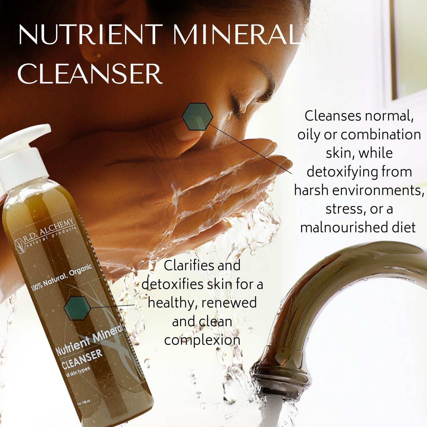 RD Alchemy - Natural & Organic Nutrient Mineral Cleanser - Detoxifying Face Wash with Seaweeds, Spirulina, Chlorella, Kelp & Noni to Purify and Cleanse while Nourishing Stressed, Congested Skin.