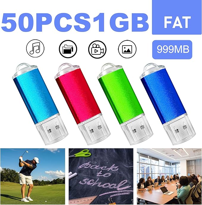 1GB USB Flash Drive 50 Pack Nicepicten Bulk USB 2.0 Thumb Drives Pack, USB Drives Bulk Memory Stick Jump Drive Multipack - 1GB Colorful