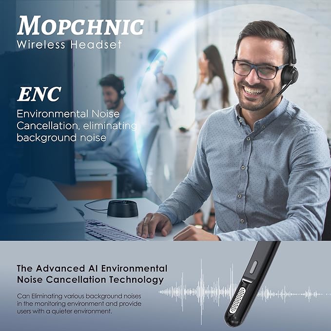 Mopchnic Bluetooth Headset, Wireless Headphone