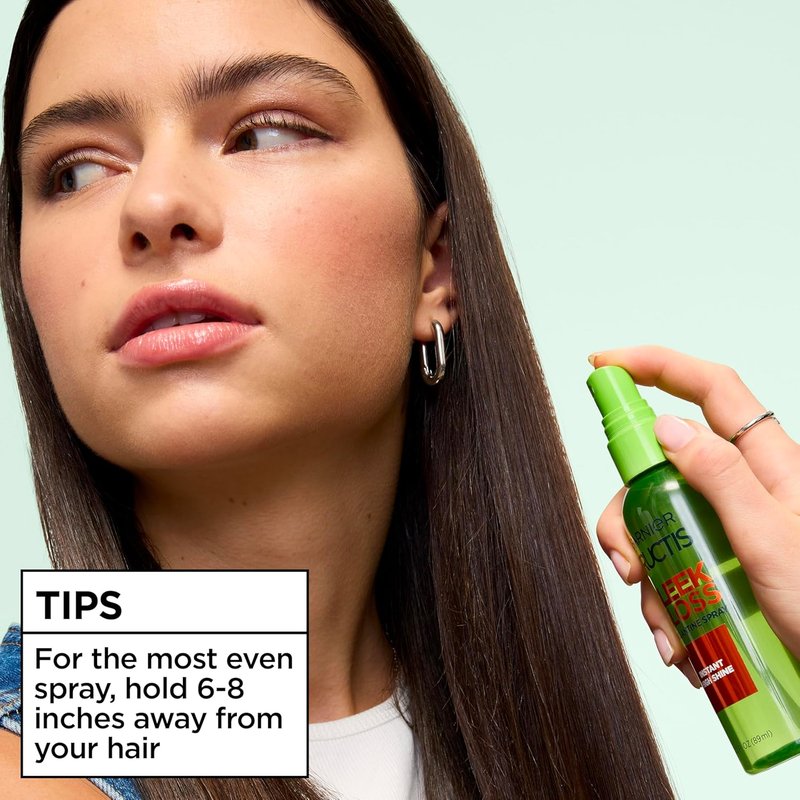 Garnier Fructis Shine Glossing Spray - Argan Oil Formula for High Shine Finish | 3 Fl Oz, 3 Count