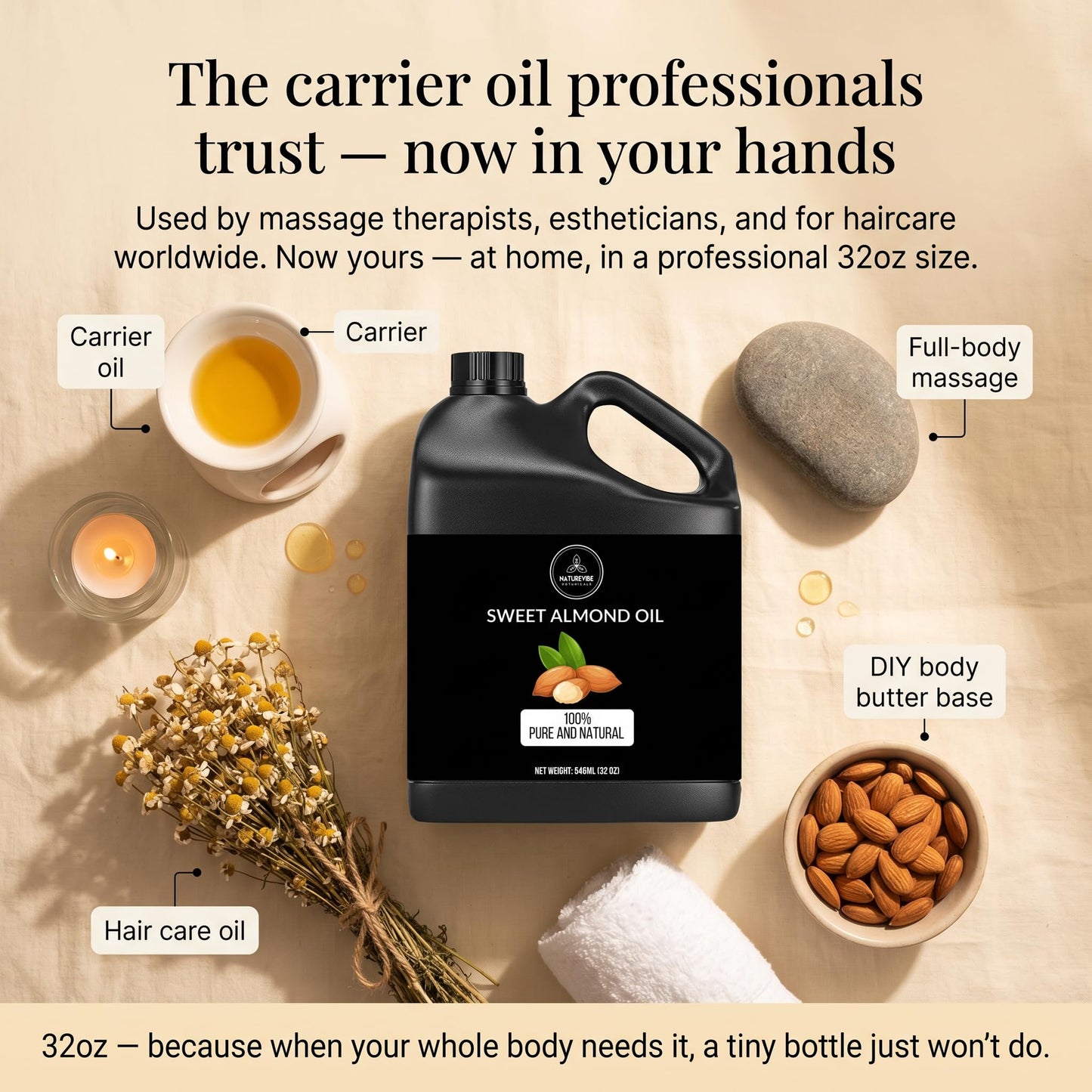 Naturevibe Botanicals Carrot Oil 32 Ounces | 100% Pure and Natural | Great for Skin Care and Hair Care