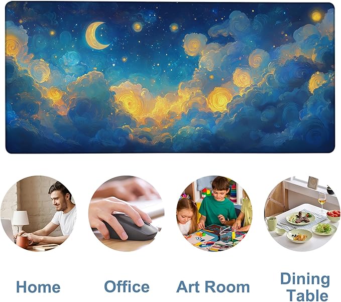 NITAHHHY Gaming Desk Pad Large Extra Length Night Sky Mouse Pad Keyboard Laptop Non-Slip Waterproof with Rubber Base Thick Stitched Edge Mouse Mat for Office Home 35.4 x 15.7 Inches