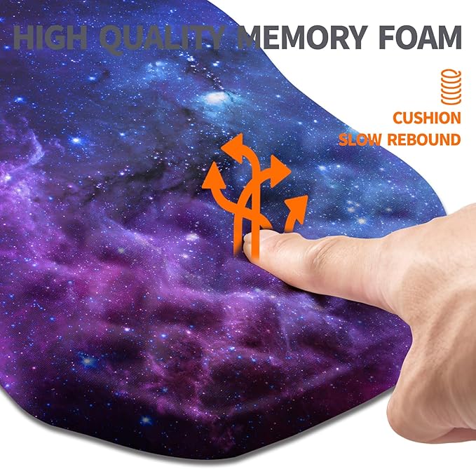 Armanza Ergonomic Slope Mouse Pad Wrist Support, Wrist Rest Mousepad for Carpal Tunnel Pain Relief with Massage Bulge and Slow Rebound Memory Foam (12x8 inch, Galaxy)