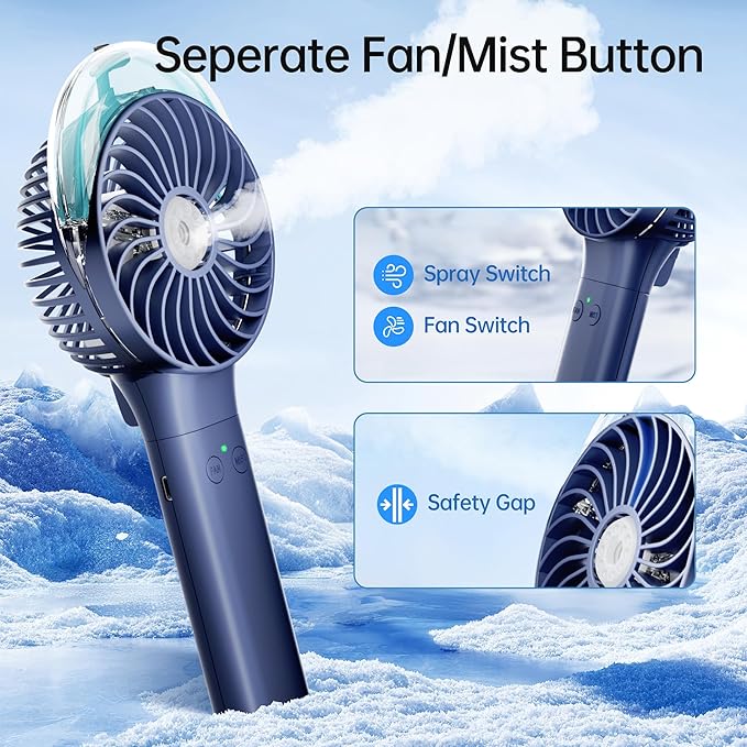 PANERGY Handheld Misting Fan with Mister, Mothers Day Gifts for Mom, Birthday Gifts for Girls Women Men, Mini Portable Cooling Fan Rechargeable, Essentials for Travel Beach Vacation Cruise 2026 New