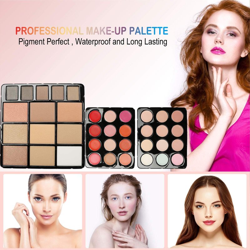 PhantomSky Professional 132 Colors All-in-one Makeup Palette Cosmetic Contouring Kit Combination with Eyeshadow, Cream Concealer, Eyebrow Powder, Lip Gloss Blusher and Pressed Powder
