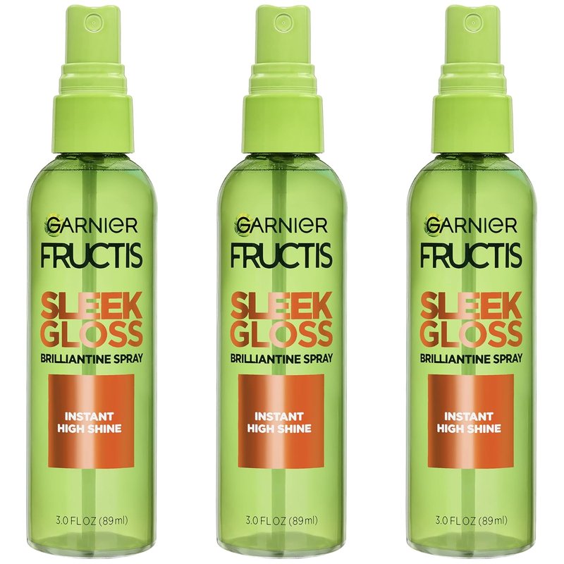Garnier Fructis Shine Glossing Spray - Argan Oil Formula for High Shine Finish | 3 Fl Oz, 3 Count