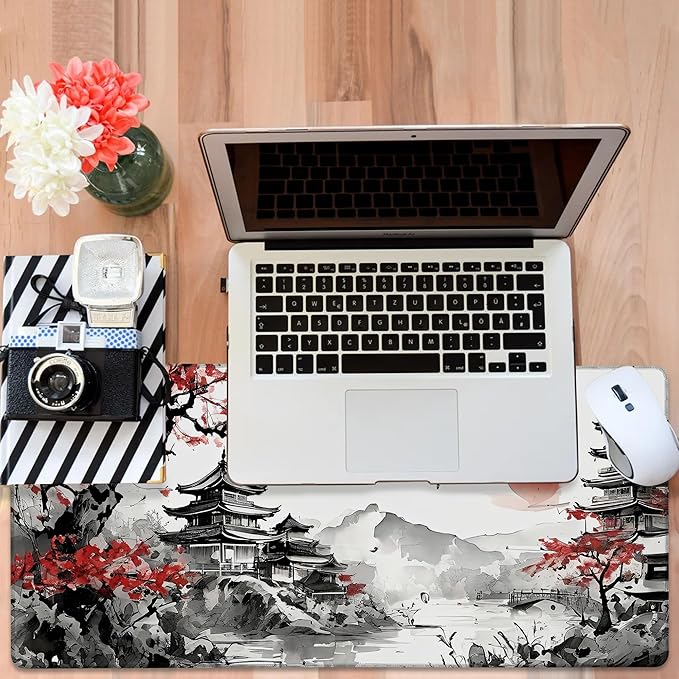 NITAHHHY Oriental Painting Gaming Mouse Pad 3mm Thick Stitched Edge Waterproof Non-Slip Large Computer Keyboard Mouse Mat,Suitable for Office Entertainment Decorative Desk Pad 35.4 x 15.7 Inches