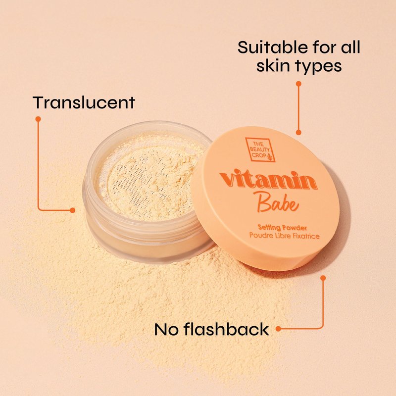 The Beauty Crop Vitamin Babe Setting Powder - Talc-Free Loose Powder for Flawless Finish - Translucent Shade - 0.35 oz