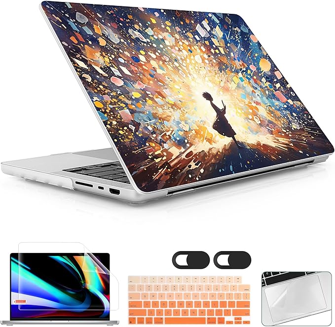 Lepeoac Case for MacBook Pro 16 inch Case 2026-2021 | M5 A3429 A3428 M4 M3 M2 M1 Pro/Max | Protective Hard Shell Laptop Cover with Screen Protector & Keyboard Cover | Colorful Lights & Stars