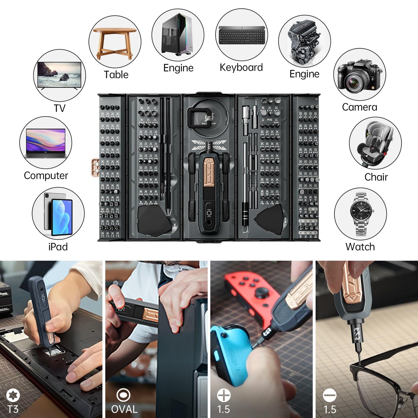 Mini Precision Screwdriver Set,JAKEMY 180 in 1 Laptop Screwdriver Repair Tool Kit,Magnetic Multi-Bit Tiny Screwdriver Bit Kit for DIY,Computer,PS5,Xbox,RC Car,Jewelers,Glasses,Watch,Home