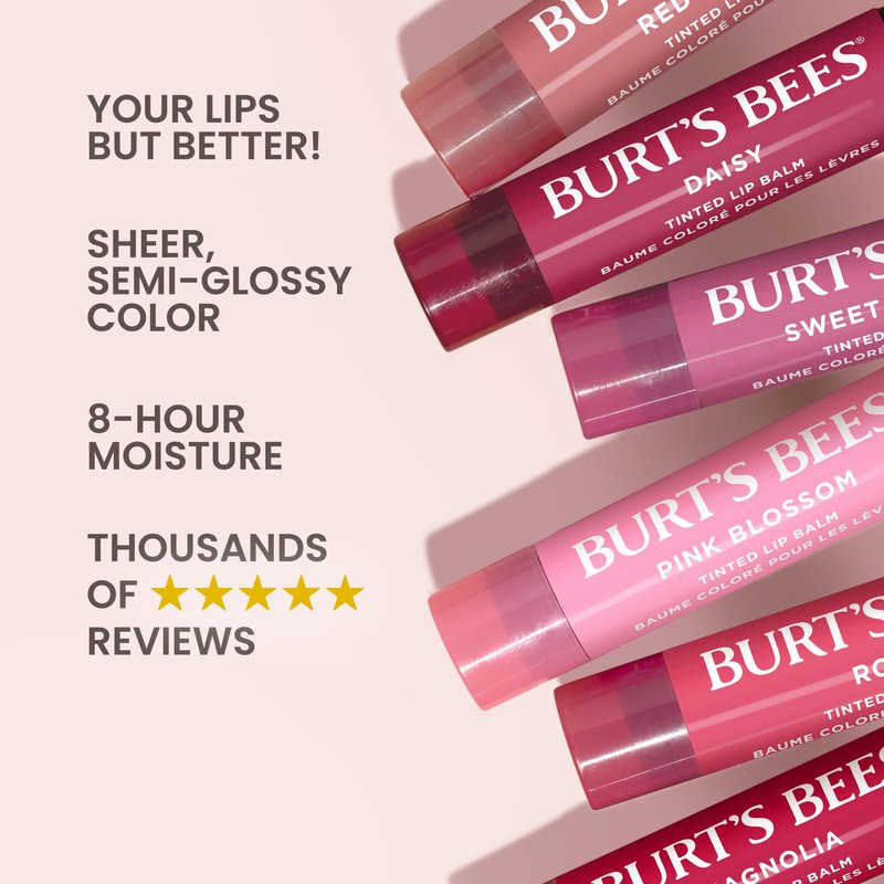 Burt's Bees 100% Natural Tinted Lip Balm, Zinnia, 0.15 Oz, Pack of 2