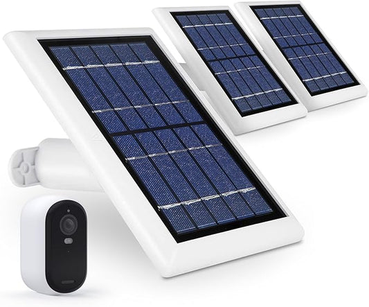 Wasserstein Solar Panel Compatible with Arlo Essential 2K Outdoor Security Camera (2nd Gen) / XL (2nd Gen) & Essential Spotlight (Camera NOT Included) - (3-Pack, White)