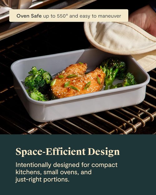 Caraway Nonstick Baking Pan - 9” x 6.5” Deep Ceramic Dish - Non-Toxic, PTFE & PFOA Free - Slate Color