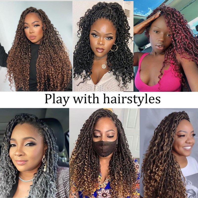 Molleas Goddess Locs 14inch, 9 Packs Faux Locs for Black Women, Pre-Looped Boho Crochet Hair With Curl Ends (14inch, Pack of 9, 27/613)