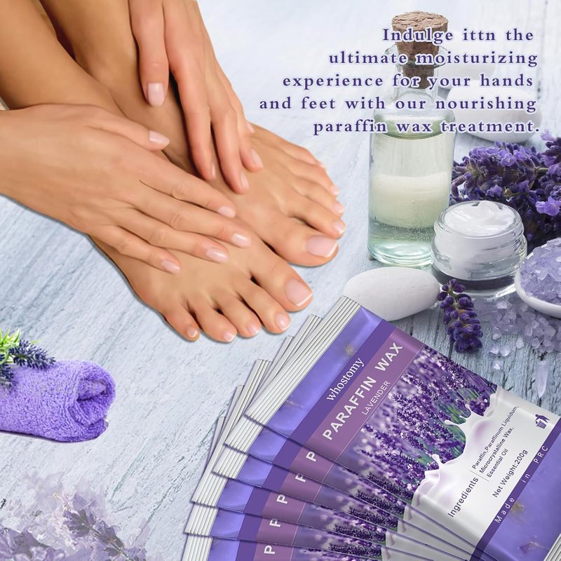 Paraffin Wax Refills - Lavender Scented Hot Melt Wax Blocks for Hands & Feet | 12 Pack with Dry Flowers, Nourishes Skin & Relieves Fatigue