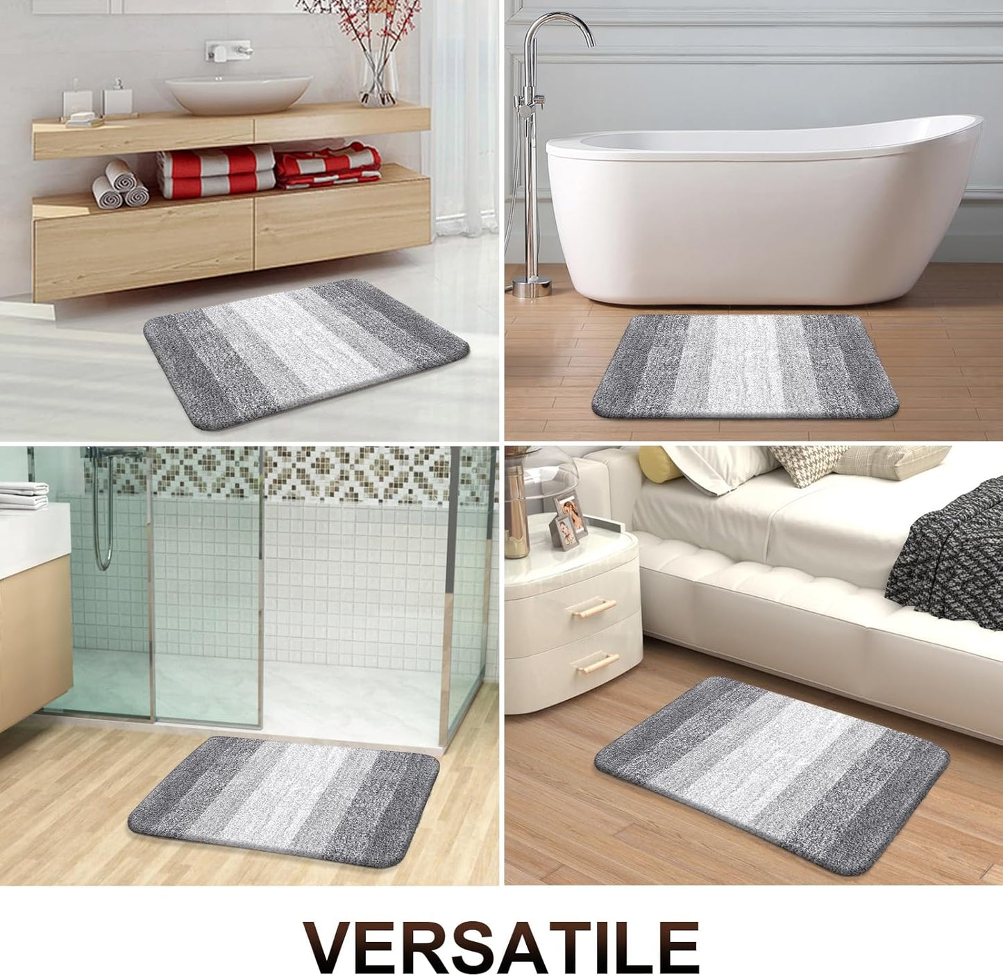OLANLY Bathroom Runner Rugs - Extra Soft Microfiber Bath Mats | Quick Dry & Washable, 47x24, Light Grey