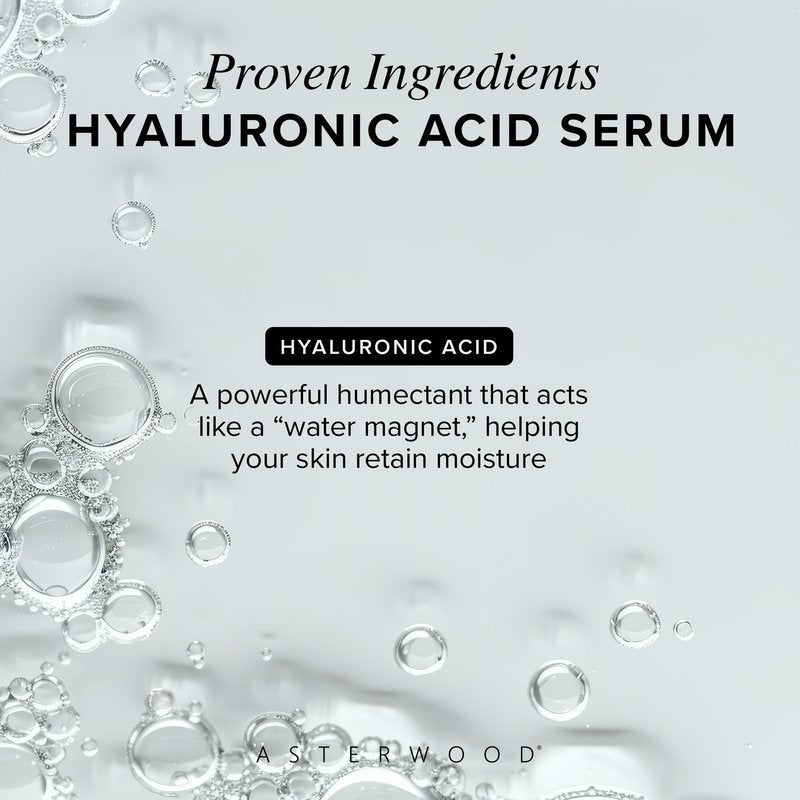 Asterwood Pure Hyaluronic Acid Serum for Face - Plumping, Anti-Aging, Hydrating - Fragrance-Free - 4 Fl Oz
