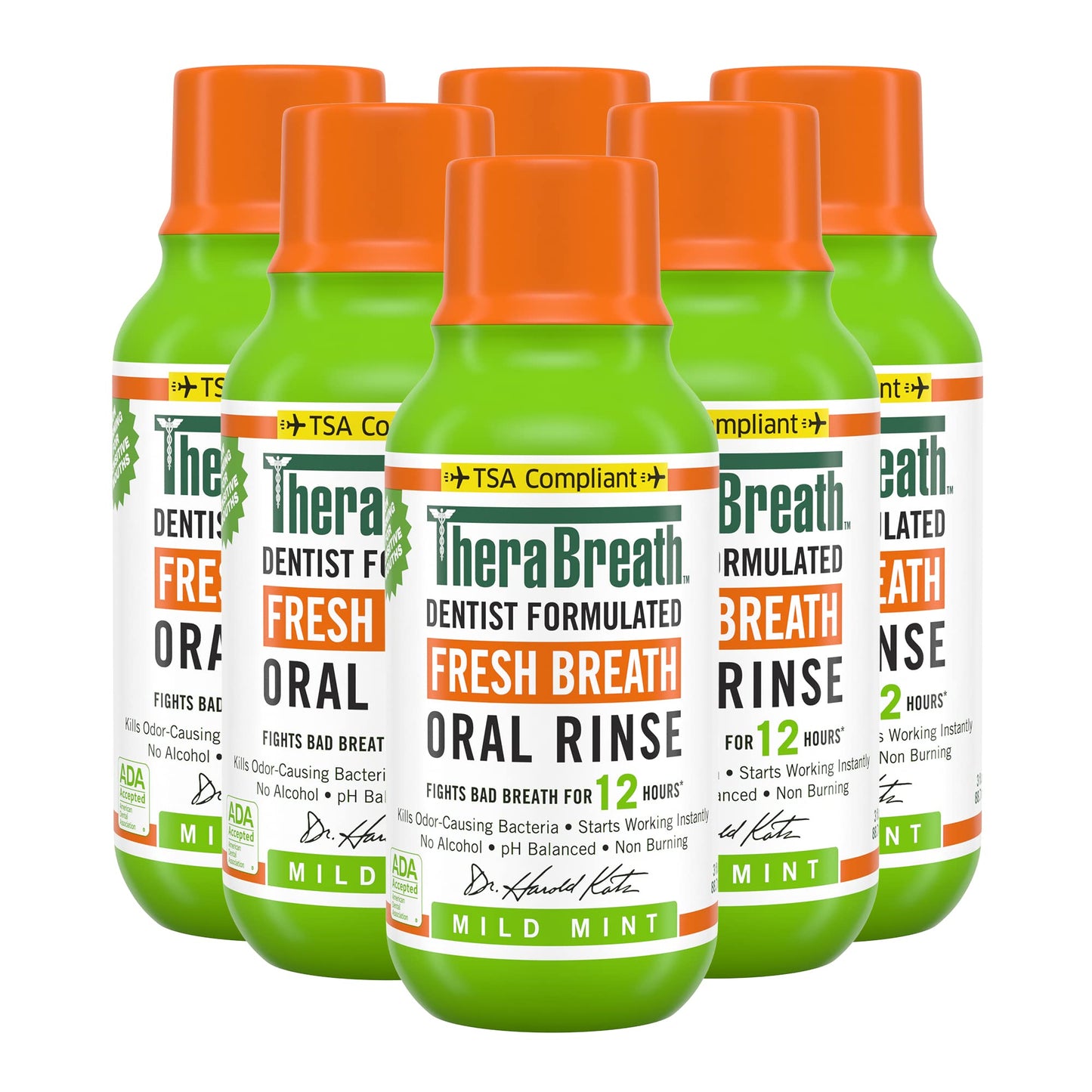 TheraBreath Dentist Formulated Fresh Breath Oral Rinse, Mild Mint & ICY Mint, 3 Fl Oz (Packs of 6)