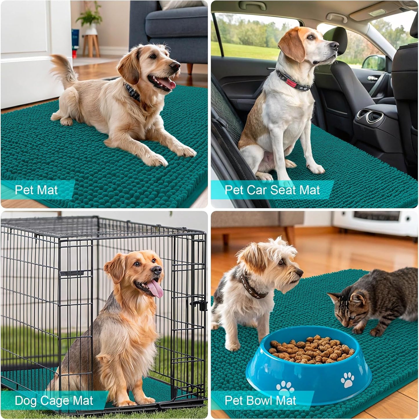OLANLY Dog Door Mat - Absorbent Non-Slip Washable Doormat for Muddy Paws | 40x32, Lake Blue