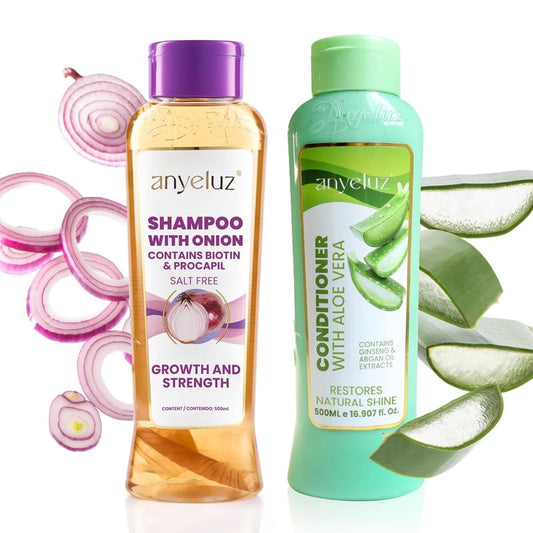 Onion Shampoo & Aloe Conditioner Set - Strengthen & Hydrate Hair with Onion Extract, Biotin & Argan Oil | Deep Cleansing, Moisturizing Formula