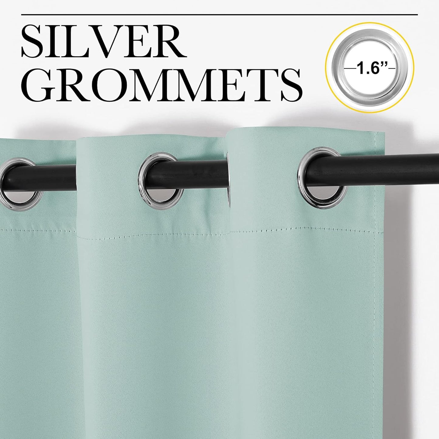 NICETOWN Aqua Blue Room Darkening Curtains - Thermal Insulated Grommet Drapes, 42" x 68" (Set of 2)
