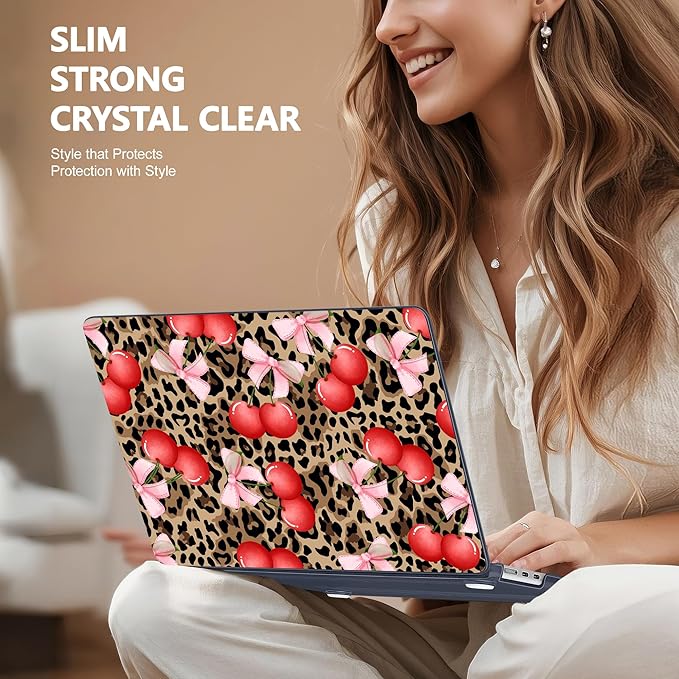 Lepeoac Case for 2026/2025/2024/2023 MacBook Air 15-inch Laptop Release M5 A3448 /M4 A3241 /M3 A3114 /M2 A2941, Stylish Protective Hard Shell Cover for MacBook Air 15.3 inch, Leopard Cherry
