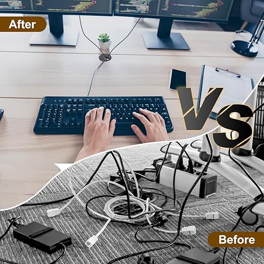 uxcell 5 Pcs 53mm (2.09 Inch) Desk Grommet, Plastic Cable Hole Cover, Wire Cord Cable Organizer for Home Office Computer Desk Cabinet, Silver