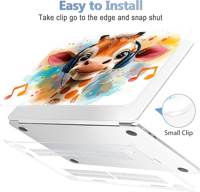Mektron Case for 2026 MacBook Air 15 INCH M5 A3448 Compatible with M4 A3241 /M3 A3114 /M2 A2941 Printed Plastic Hard Shell Cover with 15.3" Liquid Retina Display Touch ID- Cute Giraffe