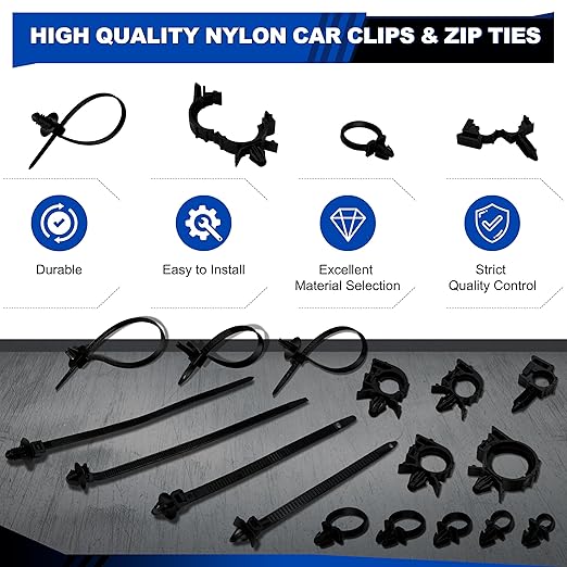 Daptemn 200 PCS Car Wire Loom Routing Clips Assortment Kit 14 Sizes Wiring Harness Routing Clips Push Mount Cable Zip Tie Replacement Parts for Universal Honda GM Mazda