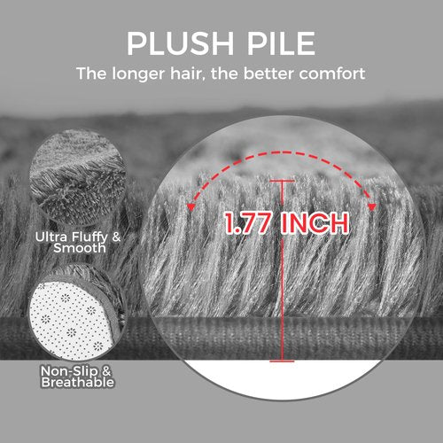 5X8 Ultra Soft Rug for Living Room, 5X8 Fluffy Shag Area Rug for Bedroom, Modern Shaggy Carpets Fuzzy Rug for Teens Dorm Nursery Home Decor Aesthetic, Upgrade Anti-Skid Durable, Grey