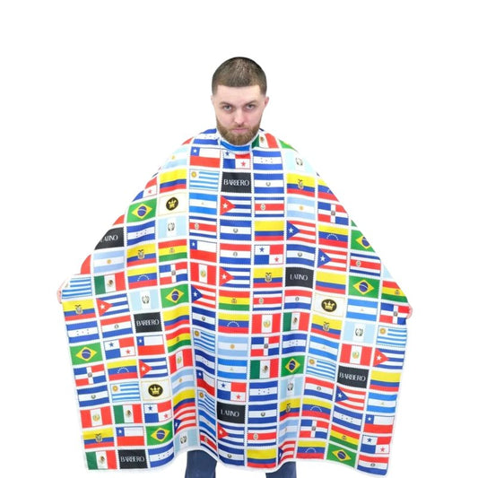 King Midas Barber Hair Cutting Cape for Men & Women - Adjustable Neck Hair Cape for Haircuts with Snap Button, Bandana Barber Cape - Flags – Latino