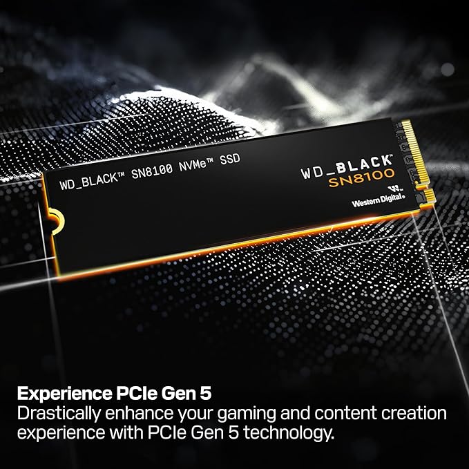 WD_Black SN8100 1TB NVMe SSD - PCIe 5.0x4, M.2 2280, Up to 14,900MB/s Read Speed, up to 11,000MB/s Write Speed, Best for AI Applications, Gaming, and Video Editing - WDS100T1X0M