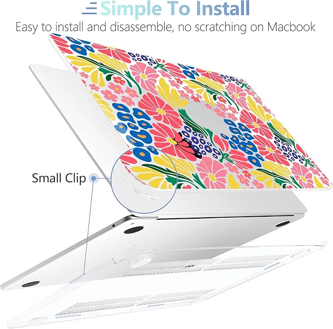 MEEgoodo Case for M5/M4/M3/M2 MacBook Air 13.6 inch 2026 2025 2024 2022, Fit Model A3449/A3240/A3113/A2681, Case Compatible with MacBook Air 13 inch, Groovy Flower
