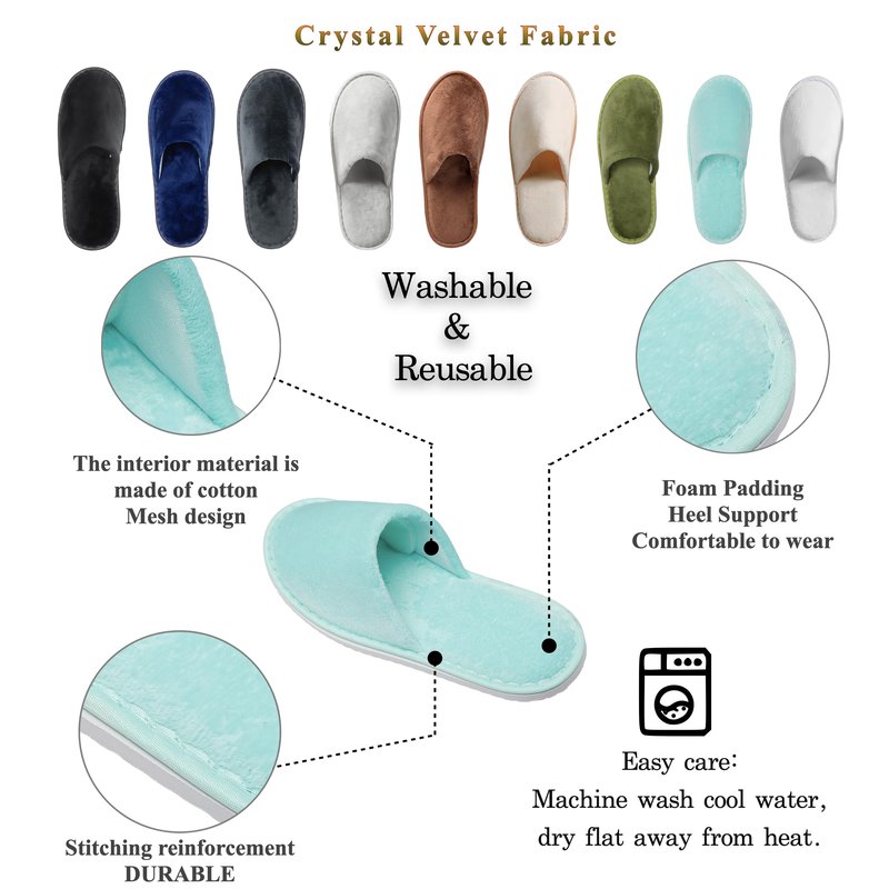 OSTADARRA 6 Pairs Spa Slippers, Non Slip Disposable Slippers For Guest, Washable Reusable, Which Can Be Used As Women Men, House, Indoor, Bathroom, Bedroom, Hotel, Bride Slippers (2 sizes)