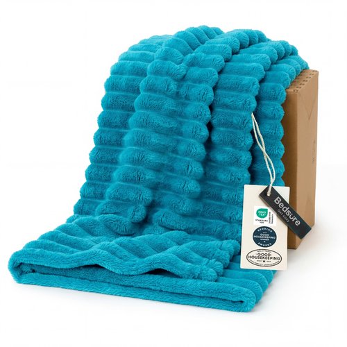 Bedsure Teal Fleece Blanket for Couch - Super Soft Cozy Twin Blankets for Women, Cute Small Throws for Girls, 60x80 Inches
