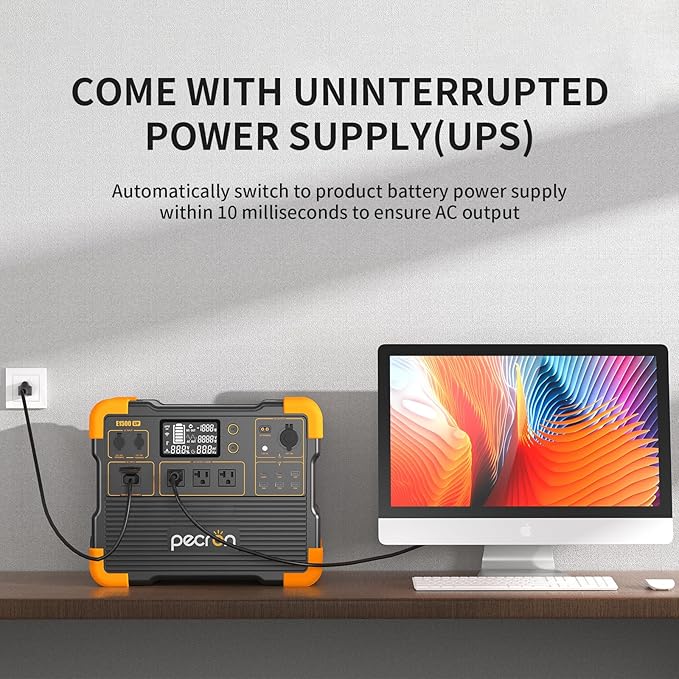 PECRON Portable Power Station, E1500LFP Solar Generator 1536Wh, 2200W AC Output LiFePO4 Battery Backup, Fast Charging Power Station for Home use, RV, and Outdoor Camping