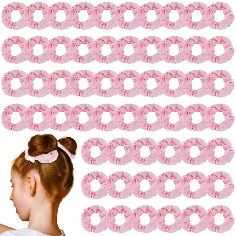 Juexica 100 Pcs Pink Velvet Scrunchies Bulk for Women & Girls, Soft Elastic Scrunchies, Satin Hair Ties for Thick and Thin Hair, Bridesmaid, Bachelorette, Proposal Party Favors (Pink)