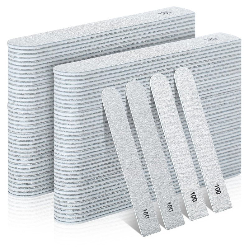 Lanties 200 Pcs Nail File 100/180 Grits Disposable Refill Collection Replaceable File System Zebra Emery Boards Manicure Toenails Finger Small Peel Stick Nail Filer Refill 3.9'' L x 0.6'' W