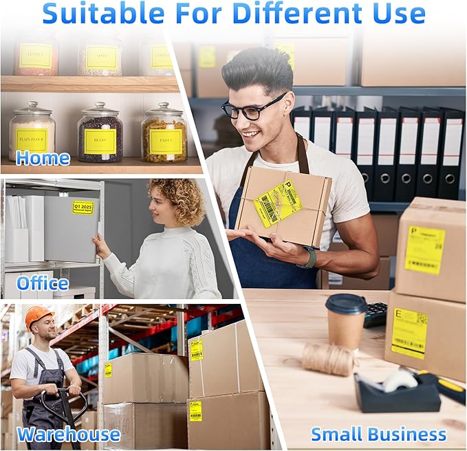 Omezizy 4x6 Thermal Labels, 1 Packs of 500 4x6 Fold Labels Yellow - Compatible with JADENS, ASprink, Phomemo, Rollo, Zebra, Omezizy and Other Thermal Printers