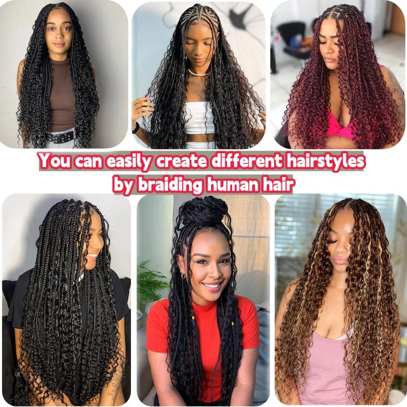 Human Braiding Hair Deep Wave Bulk Human Hair for Braiding Bohemian Knotless 2 Bundles 100g 18Inch No Weft 10A Brazilian Virgin Human Hair Extensions Curly Bulk Human Hair for Boho Braids
