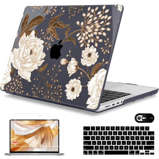 Mektron Case for 2026 M5 MacBook Pro 16 inch A3429 A3428 M4 A3403 A3186 M3 A2991 M2 A2780 M1 A2485 (2021-2025) Pro/Max with Liquid Retina XDR, Hard Shell Plastic Laptop Cover, Peonies Roses
