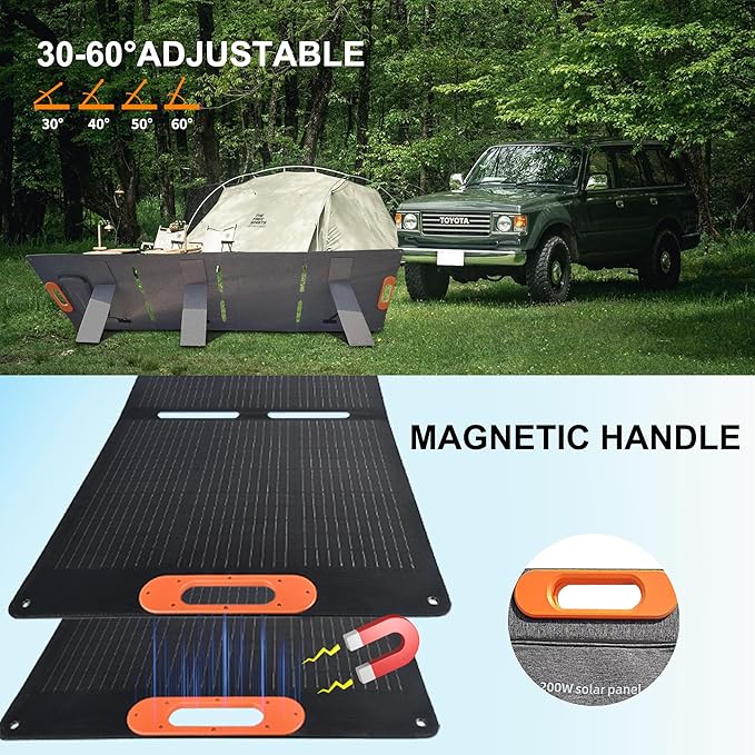 200 Watt Solar Panel,200W Solar Panel,for Power Station Generator,Charger with MC4 Output,3-in-1 DC Connector,23.5% High Efficiency for Outdoor Camping RV Travel(200W)