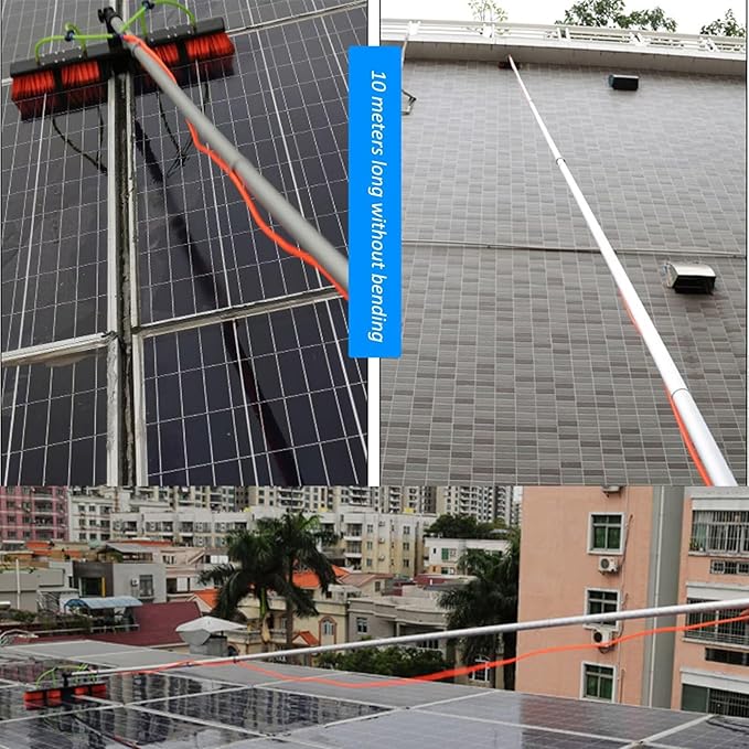 Window Cleaning Pole, Water Fed Telescopic Brush, Water/Hose Fed Pole, Cleaning Photovoltaic and Solar Panels 9poles 35brush Head