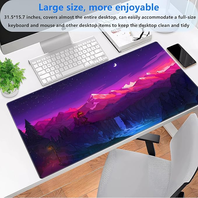 Purple & Pink Gaming Mouse Pad, 31.5 x 15.7 Inch