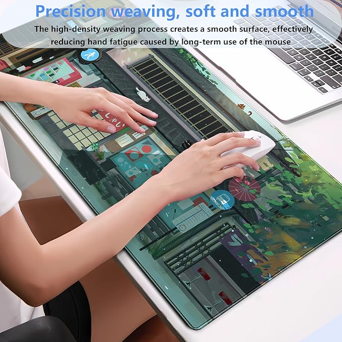 Japanese Anime Desk Mat, Cute Cat XXL Large Gaming Mouse Pad