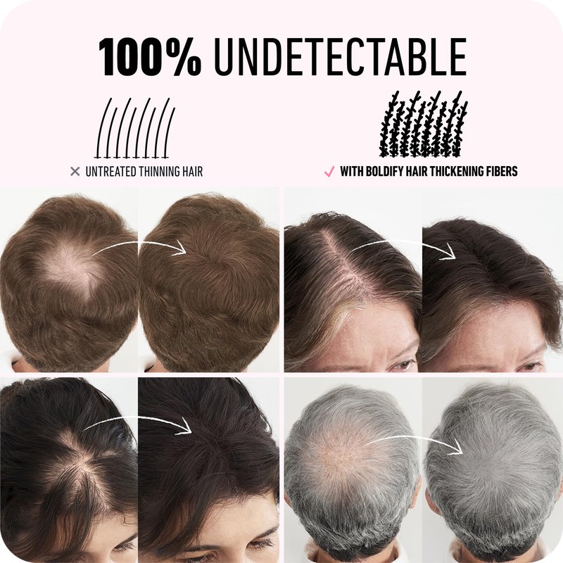 BOLDIFY Hair Fibers (12g) - Fill In Thinning and Fine Hair for an Instantly Fuller, Thicker Look - 14 Shades for Women & Men - Medium Brown