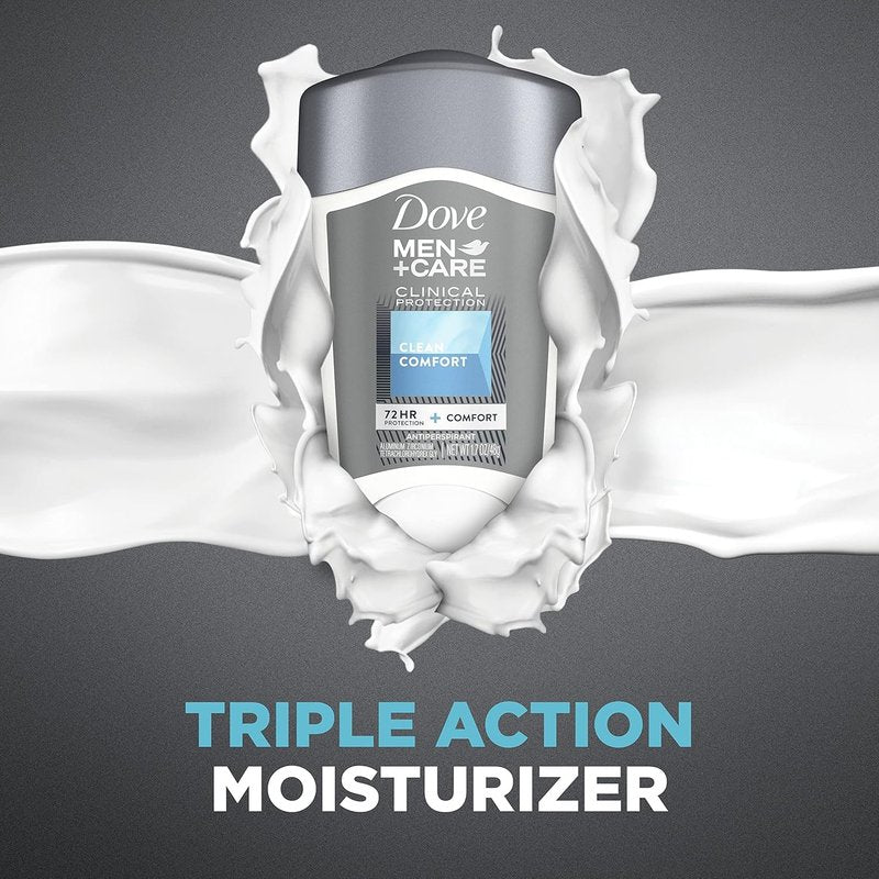 Dove Men + Care Clinical Protection Antiperspirant Deodorant Solid Clean Comfort 1.70 oz (Pack of 5)